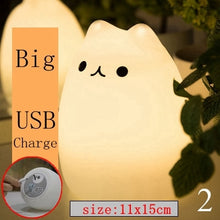 Load image into Gallery viewer, Cute LED Night Light Silicone Touch Sensor 7 Colors Cat Night Lamp Kids Baby Bedroom Desktop Decor Ornaments Battery/USB Charge