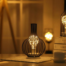 Load image into Gallery viewer, Creative Wrought iron night light Lantern Red Wine Bottle LED Lamp Drinking Glass Battery Light for Cafe Hotel Balcony