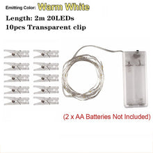 Load image into Gallery viewer, 10M USB Festoon Led Fairy Lights Chain Holiday Lighting String with Clips Battery Operated Garland Christmas Decor for Home Room