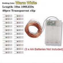 Load image into Gallery viewer, 10M USB Festoon Led Fairy Lights Chain Holiday Lighting String with Clips Battery Operated Garland Christmas Decor for Home Room