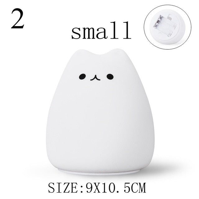 Cute LED Night Light Silicone Touch Sensor 7 Colors Cat Night Lamp Kids Baby Bedroom Desktop Decor Ornaments Battery/USB Charge