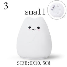 Load image into Gallery viewer, Cute LED Night Light Silicone Touch Sensor 7 Colors Cat Night Lamp Kids Baby Bedroom Desktop Decor Ornaments Battery/USB Charge
