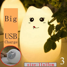 Load image into Gallery viewer, Cute LED Night Light Silicone Touch Sensor 7 Colors Cat Night Lamp Kids Baby Bedroom Desktop Decor Ornaments Battery/USB Charge
